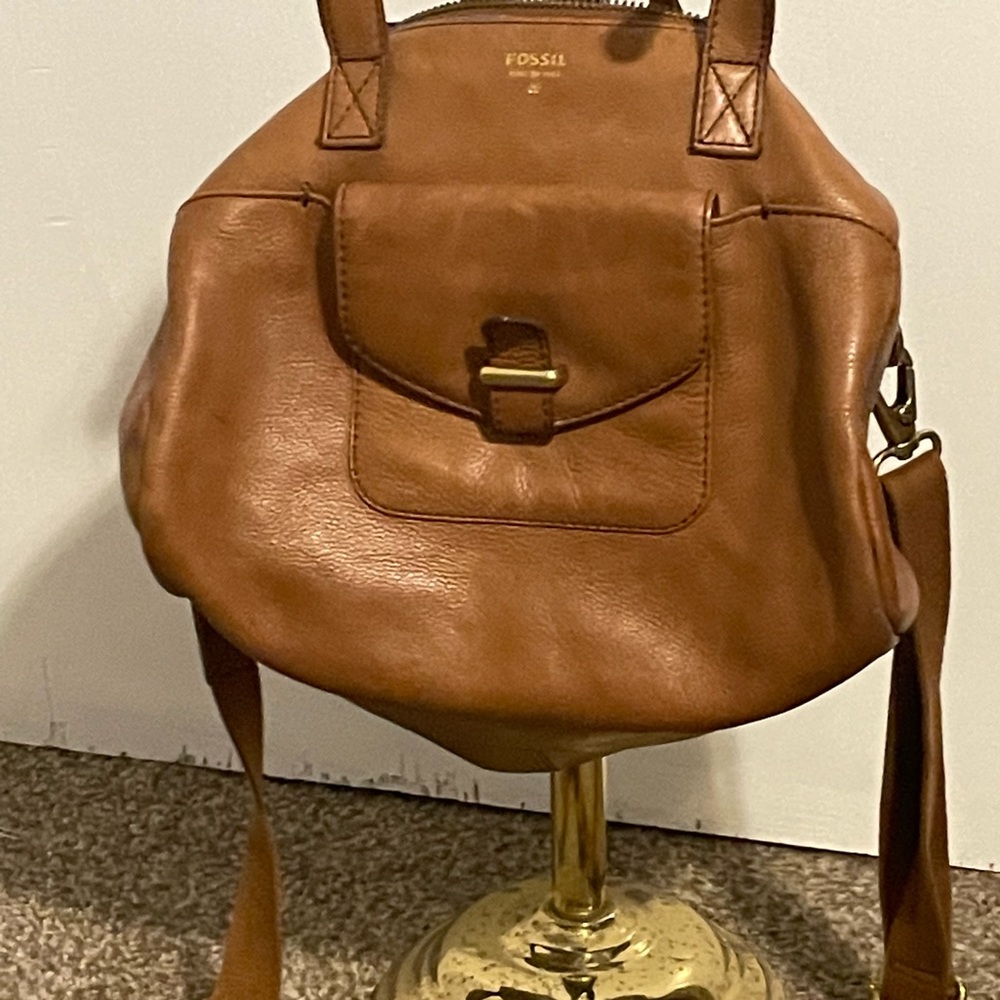 Authentic Fossil Leather Boston Bag